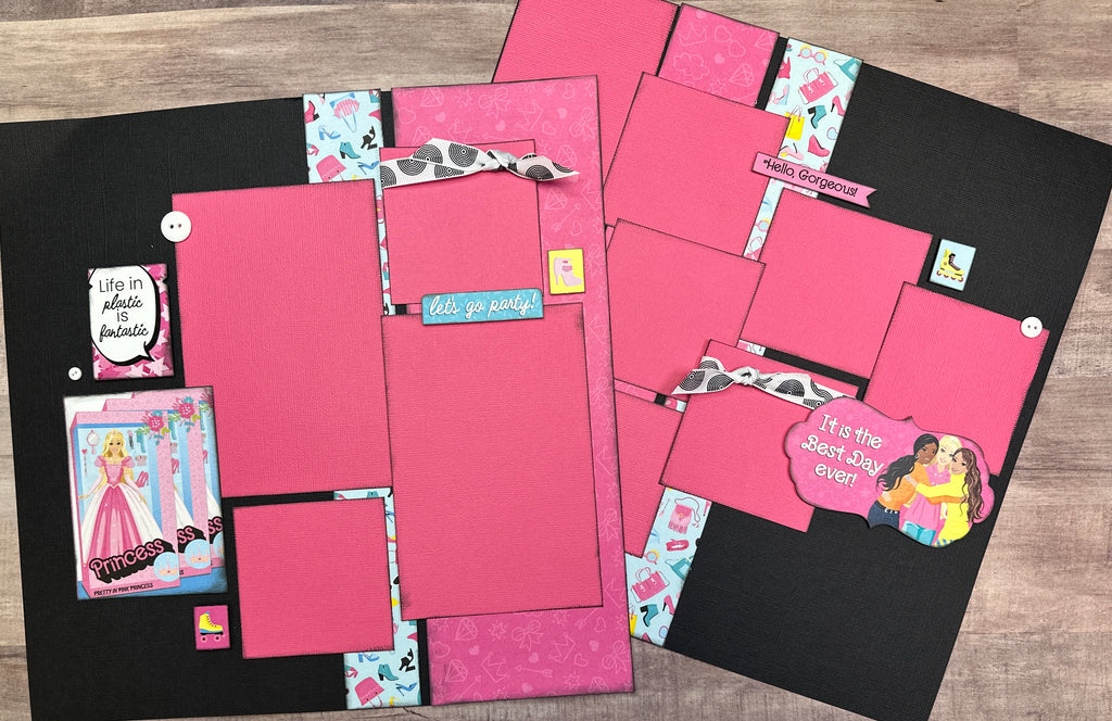 It Is The Best Day Ever, Barbie Inspired Themed 2 page Scrapbooking Layout Kit, Do it yourself scrapbooking kit