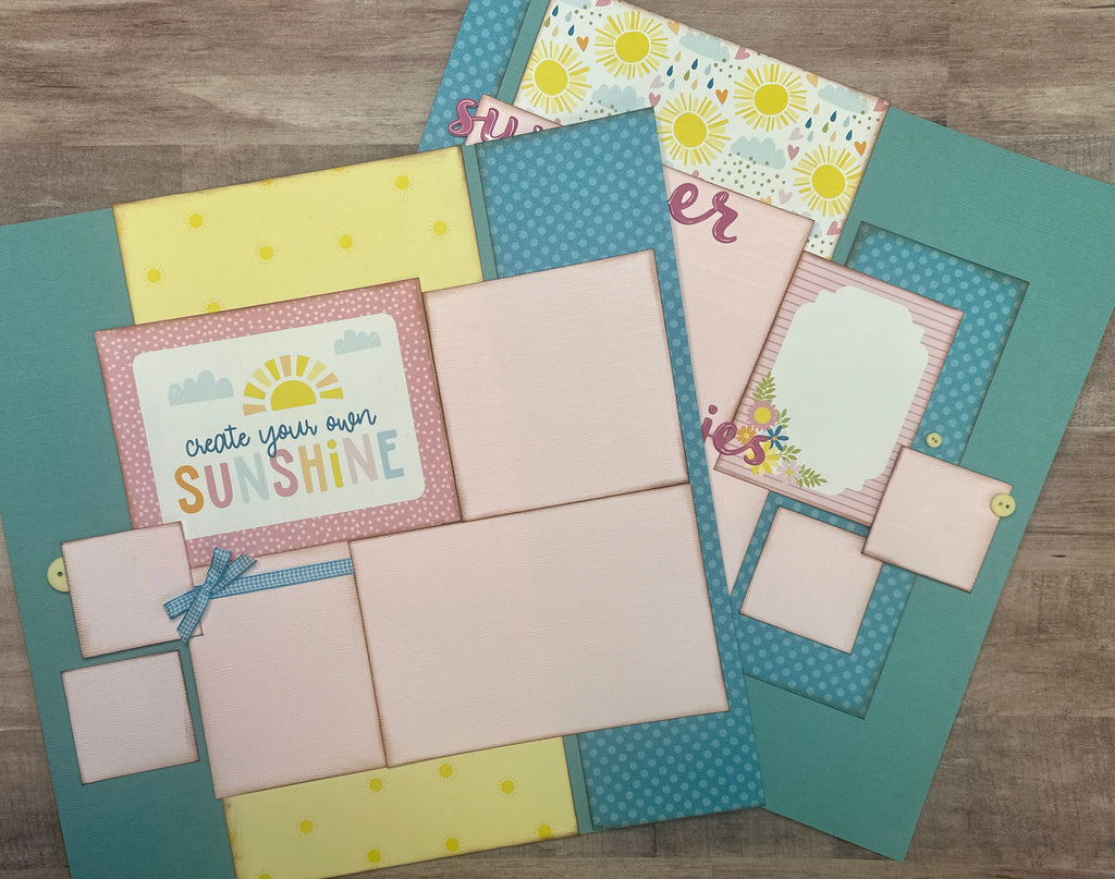 Summer Memories- Create Your Own Sunshine,  Summer themed 2 Page Scrapbooking Layout Kit DIY,  DIY Summer scrapbook, Echo Park - You Are My Sunshine