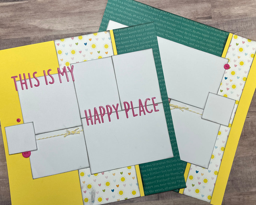 This Is My Happy Place, Summer themed 2 Page Scrapbooking Layout Kit DIY,  DIY Summer scrapbook, Echo Park - You Are My Sunshine