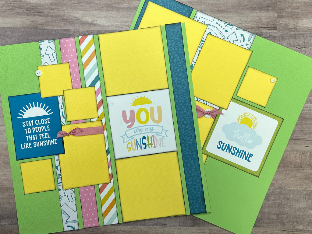 Hello Sunshine - You Are My Sunshine, Summer themed 2 Page Scrapbooking Layout Kit DIY,  DIY Summer scrapbook, Echo Park - You Are My Sunshine