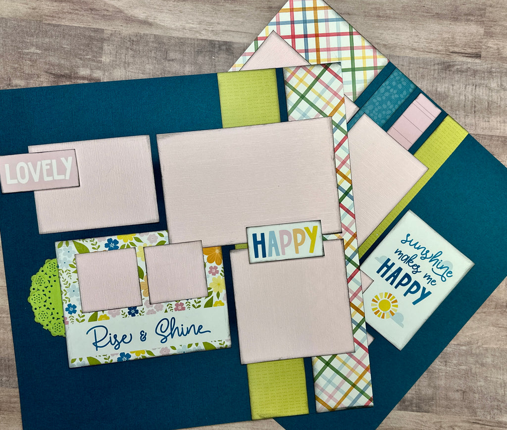Rise And Shine - Sunshine Makes Me Happy, Summer themed 2 Page Scrapbooking Layout Kit DIY,  DIY Summer scrapbook, Echo Park - You Are My Sunshine