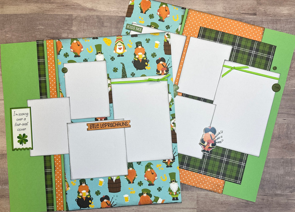 I'm Looking Over A Four - Leaf Clover St. Patricks Day, 2 page Scrapbooking Layout Kit, DIY St Patricks Day Craft Kit
