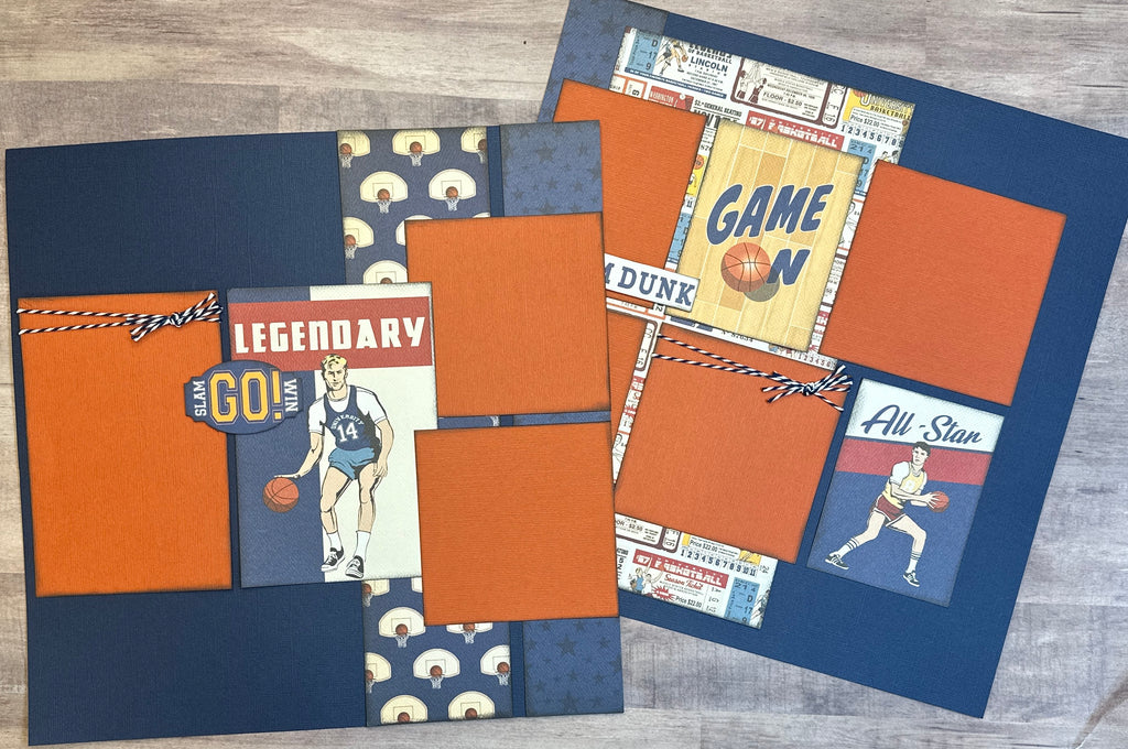 All Star - Game On, Basketball Themed 2 page Scrapbooking layout kit , DIY Basketball craft kit, DIY