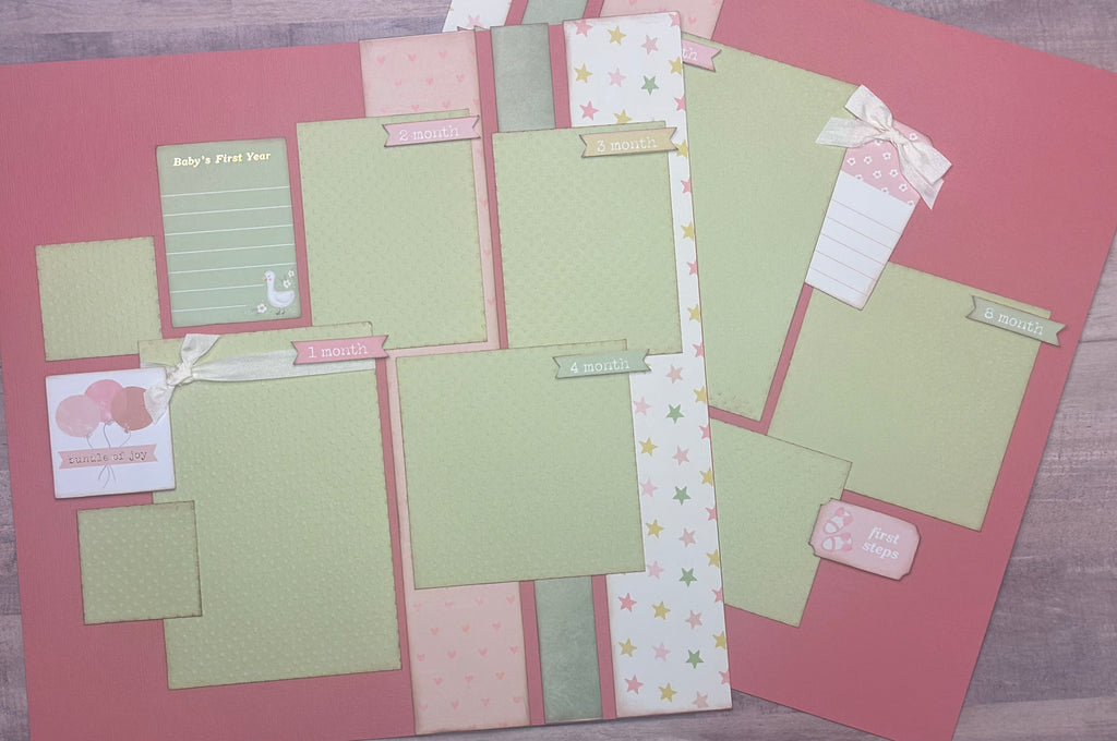 Bundle Of Joy, Baby Girl Themed 2 page Scrapbooking Layout Kit, baby craft kit, baby diy craft, baby girl