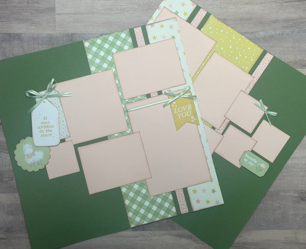 It Was Written In The Stars, Baby Girl Themed 2 page Scrapbooking Layout Kit, baby craft kit, baby diy craft, baby girl