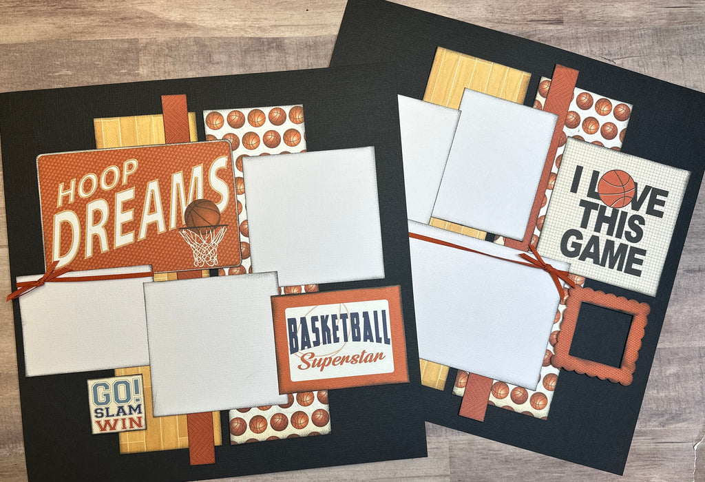 Hoop Dreams - I Love This Game, Basketball Themed 2 page Scrapbooking layout kit , DIY Basketball craft kit, DIY