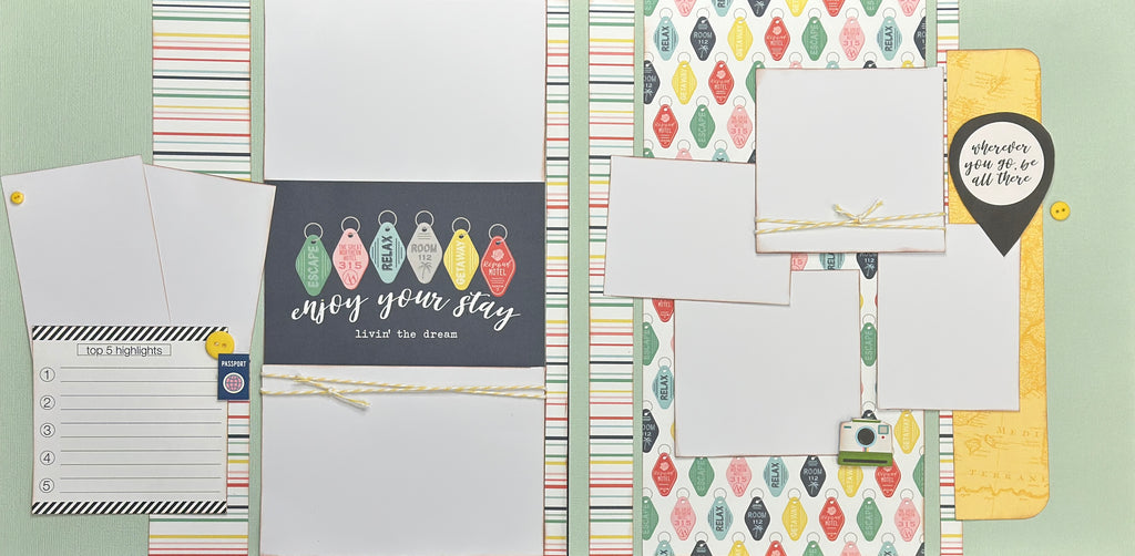 Enjoy Your Stay- Livin' The Dream, Travel themed 2 page DIY scrapbooking layout Kit Stories, general travel