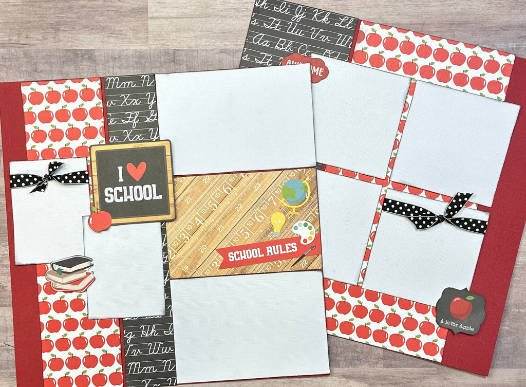 I Love School - School Rules, School Themed DIY Scrapbook Kit, 2 page Scrapbooking layout kit, School themed diy craft kit,