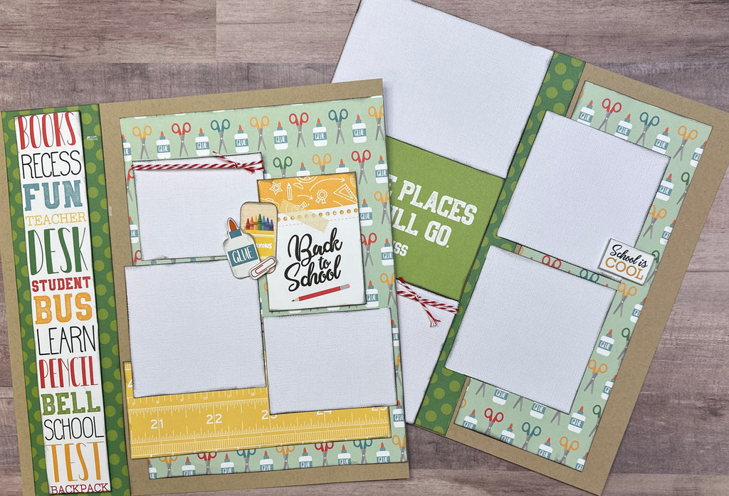 Oh The Places You Will Go, School Themed DIY Scrapbook Kit, 2 page Scrapbooking layout kit, School themed diy craft kit,