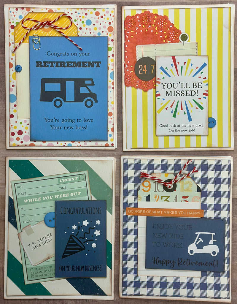 Congratulations On Your Retirement / New Job / New Business - General Themed Card Kit- 4 pack DIY Card Making Kit