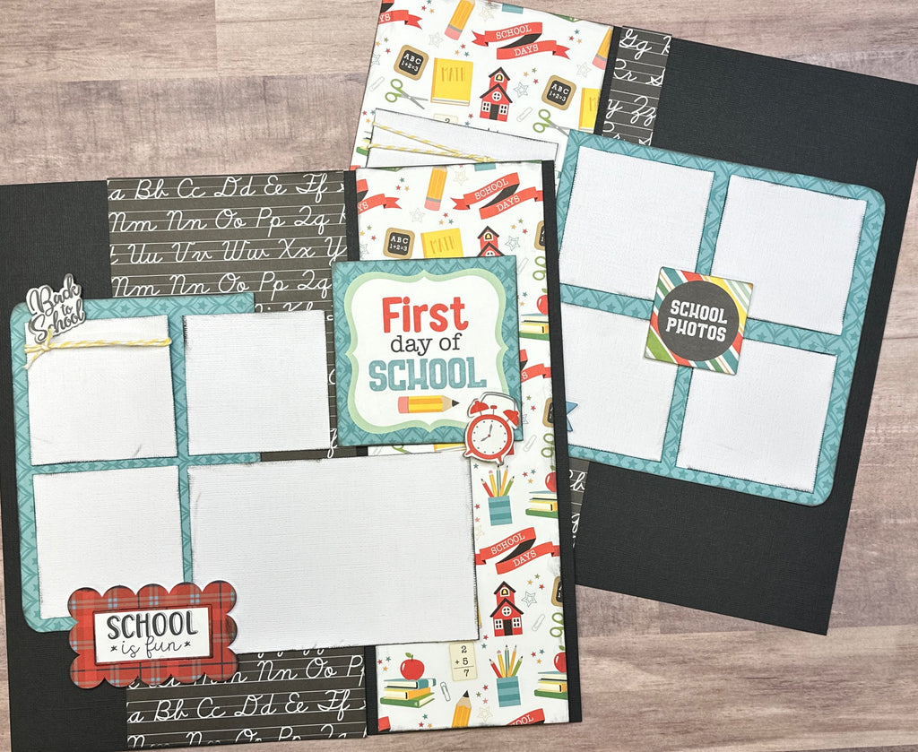 First Day Of School- School Is Fun!, School Themed DIY Scrapbook Kit, 2 page Scrapbooking layout kit, School themed diy craft kit,