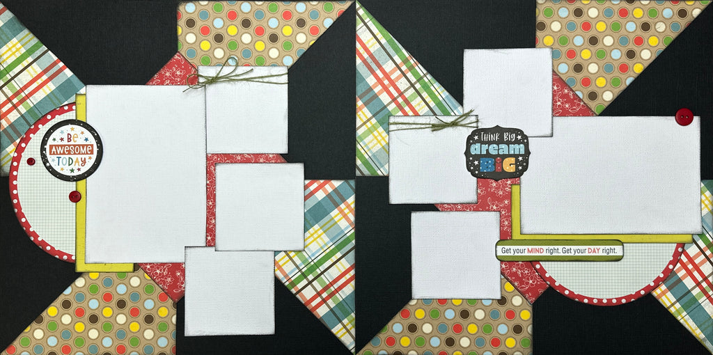 Be Awesome Today - Think Big - Dream Big,  Boy / Family Themed 2 Page Scrapbooking Layout Kit, Echo Park Dream Big diy craft kit