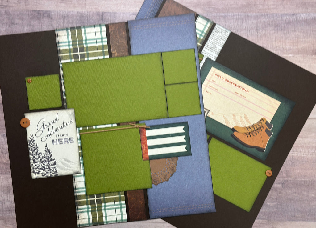 Grand Adventure Starts Here, General outdoor themed 2 Page Scrapbooking Layout Kit, Simple Stories Rustic Legend