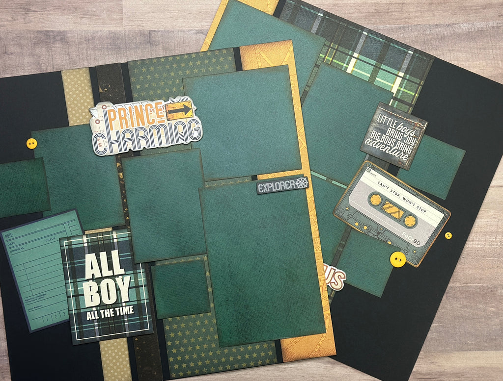 All Boy All The Time, General themed 2 Page Scrapbooking Layout Kit, Simple Stories Rustic Legend