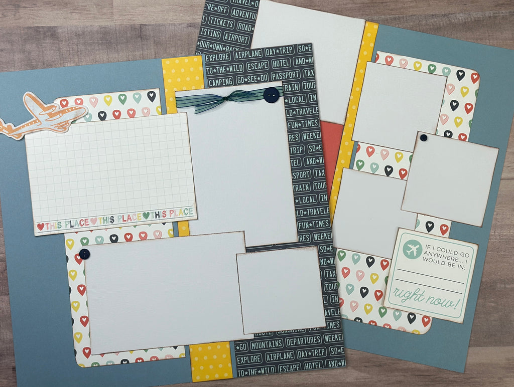 Life Is Short Roam Far And Wander Wide, Travel themed 2 page DIY scrapbooking layout Kit Stories, general travel