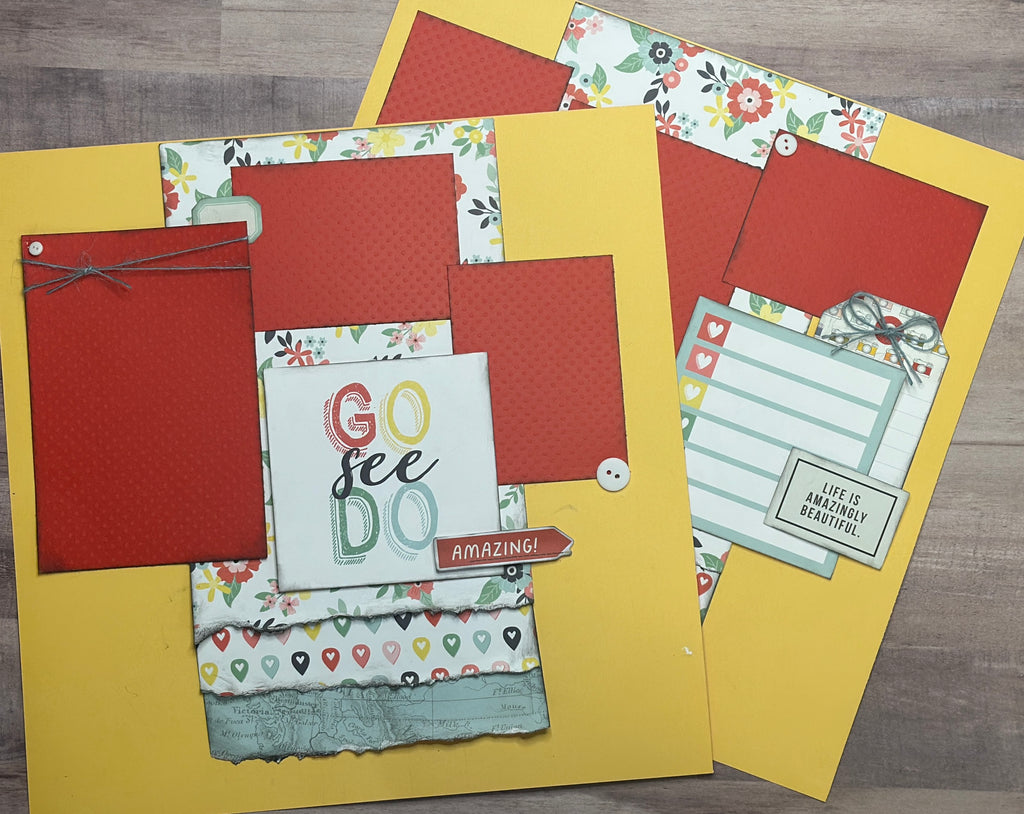 Amazing - Go See Do, Travel themed 2 page DIY scrapbooking layout Kit , general travel