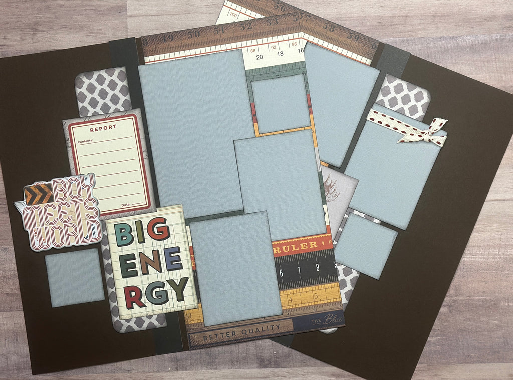Big Energy, General themed 2 Page Scrapbooking Layout Kit, Simple Stories Rustic Legend