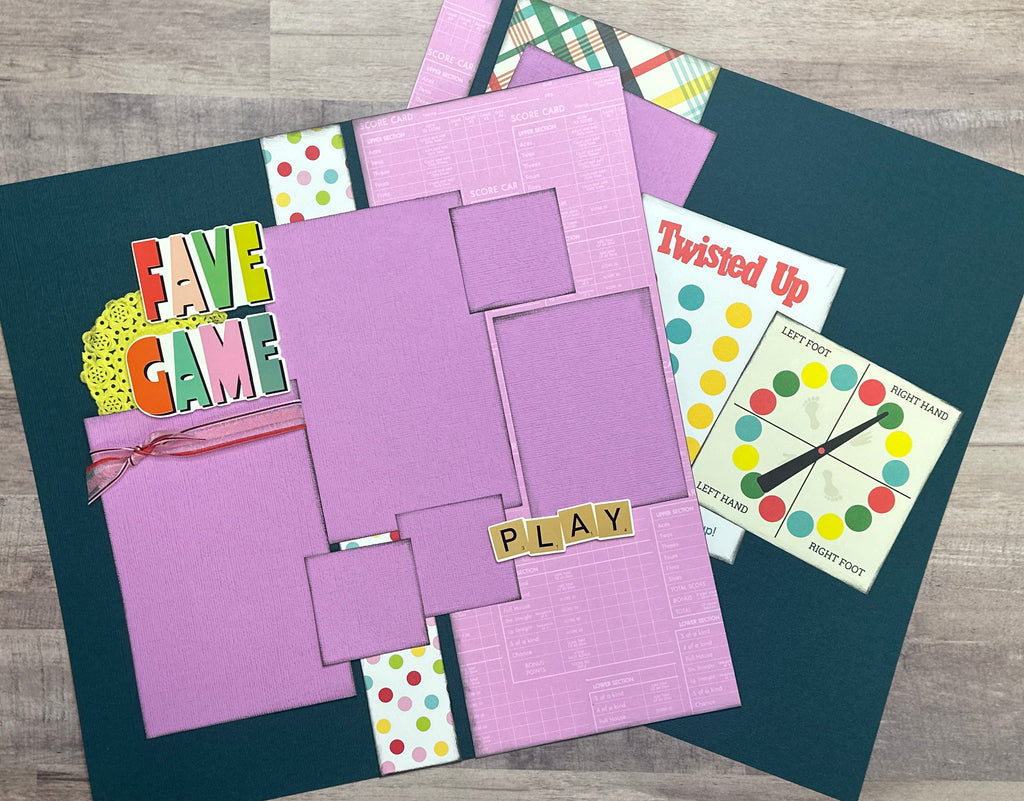 Fave Game, Game Themed DIY Scrapbook Kit, 2 page Scrapbooking layout kit, Simple Stories Game Night