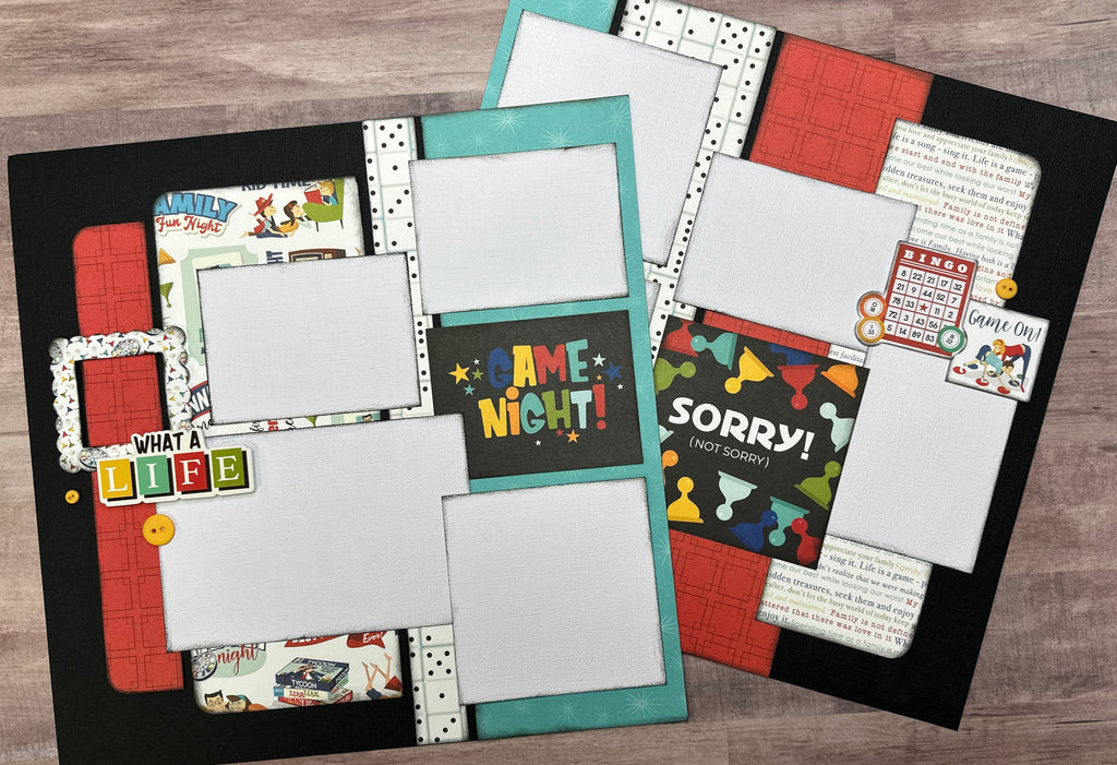 Sorry Not Sorry, Game Night - Game night /family 2 Page Scrapbooking Layout Kit