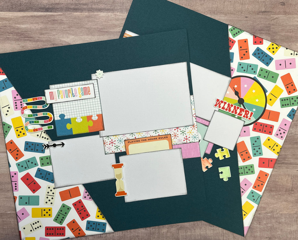 My Favorite Game,  Game Themed DIY Scrapbook Kit, 2 page Scrapbooking layout kit, Simple Stories Game Night