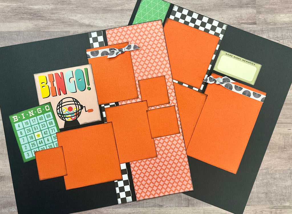 Bingo - Who's Keeping Score, Game Themed DIY Scrapbook Kit, 2 page Scrapbooking layout kit, Simple Stories Game Night