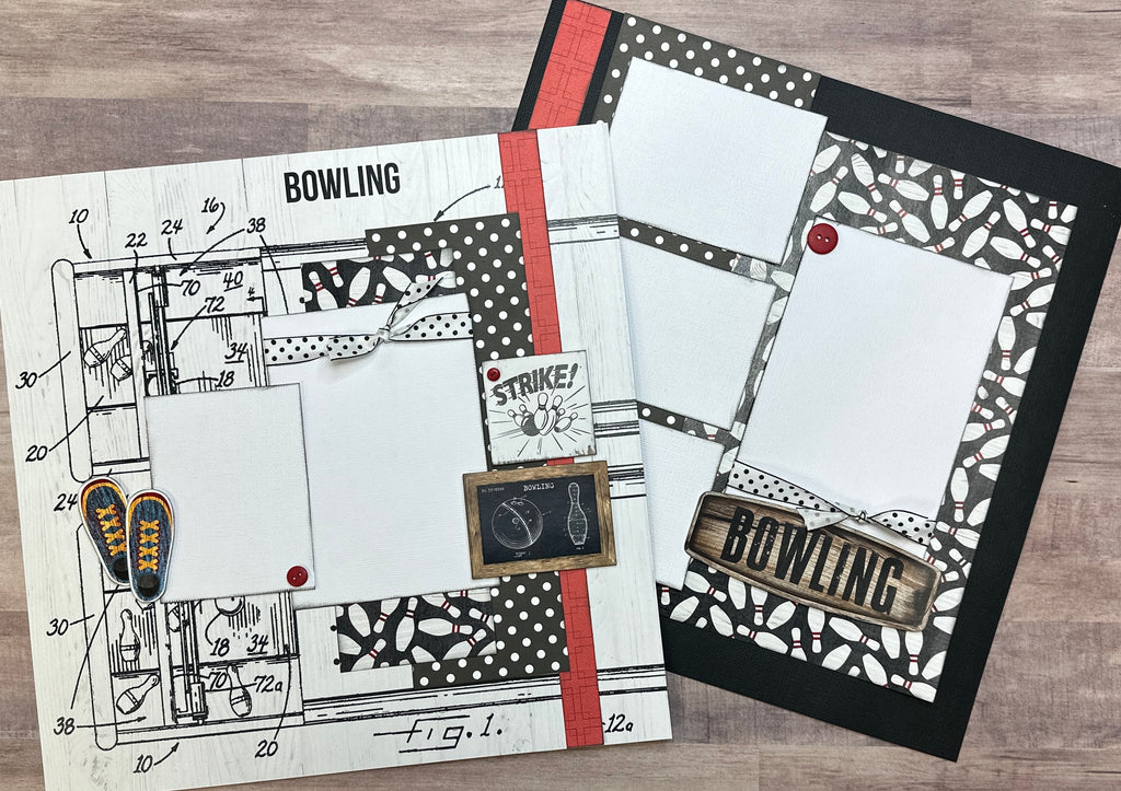 Bowling - Spare Me! Bowling Themed Scrapbooking Layout Kit,  2 Page Scrapbooking Layout Kit , DIY craft