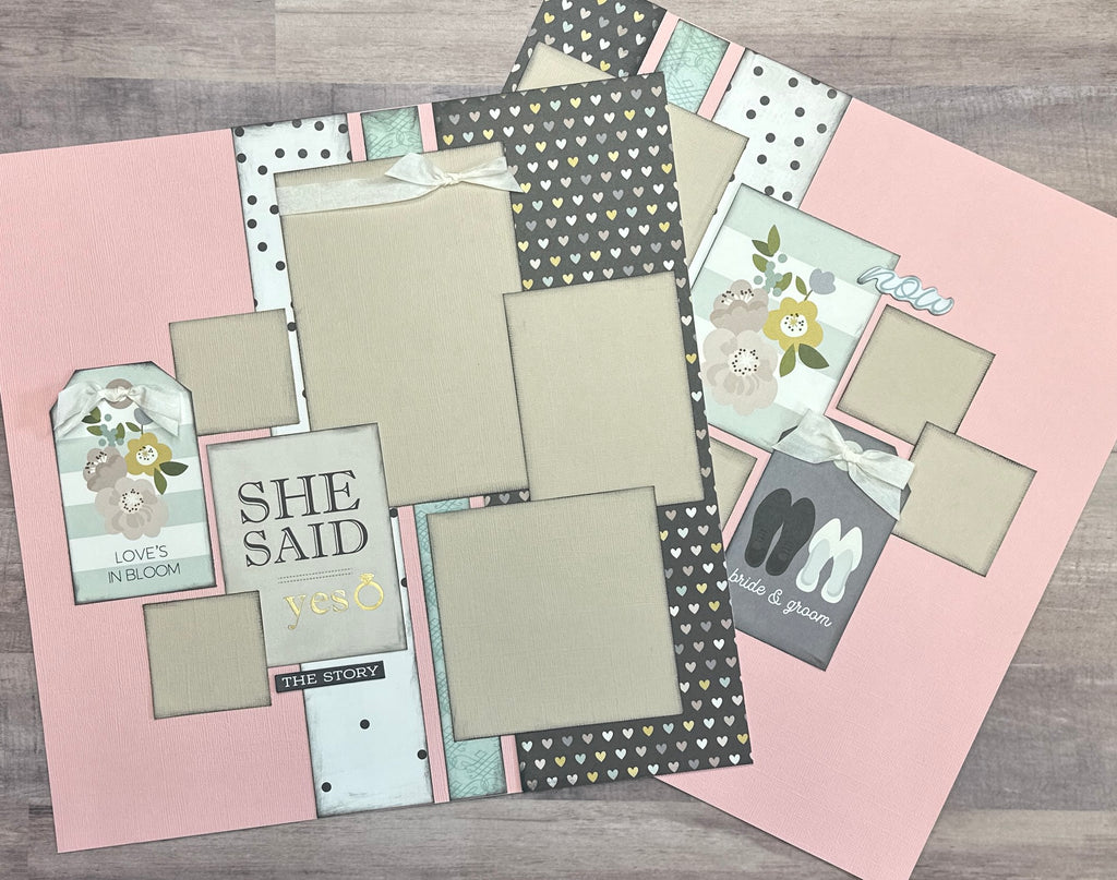 She Said Yes, Love/Wedding themed DIY 2 Page Scrapbooking Layout Kit, Wedding / Love