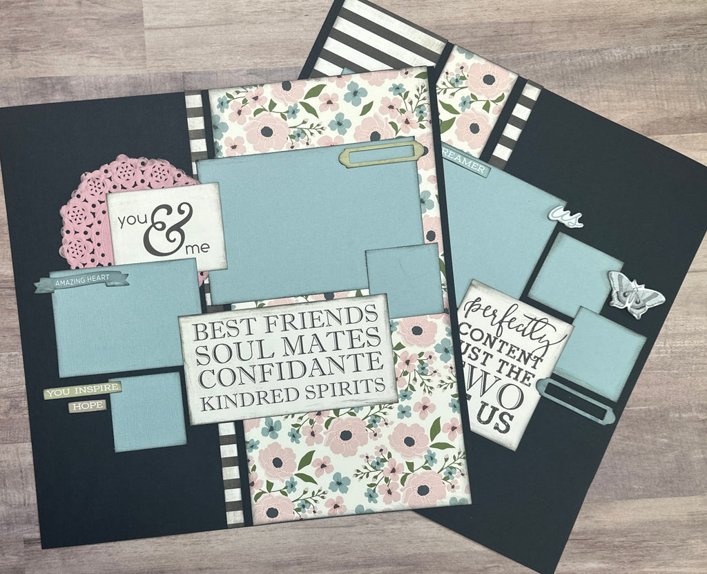 Best Friends - Soul Mates, Love/Wedding themed DIY 2 Page Scrapbooking Layout Kit, Wedding / Love
