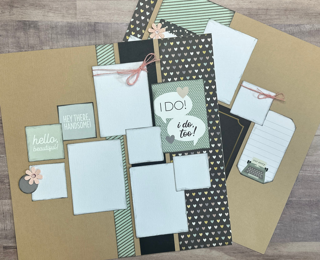 I Do - I Do Too, Love/Wedding themed DIY 2 Page Scrapbooking Layout Kit, Wedding / Love