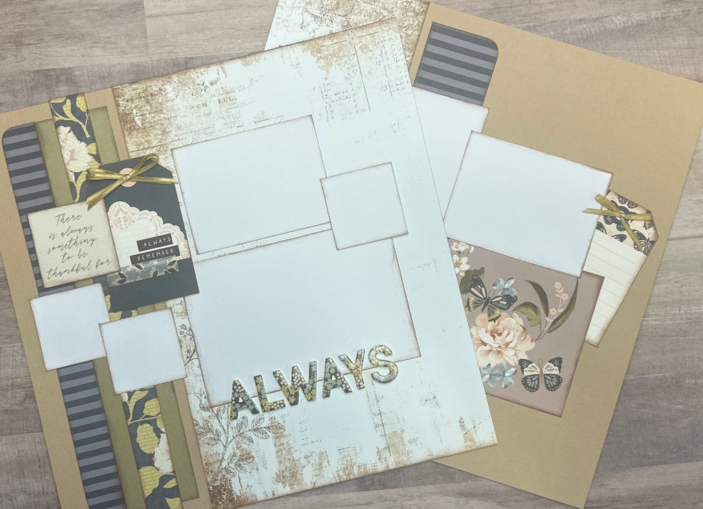 Always Remember, General themed DIY 2 Page Scrapbooking Layout Kit, Memorial / Wedding / Love