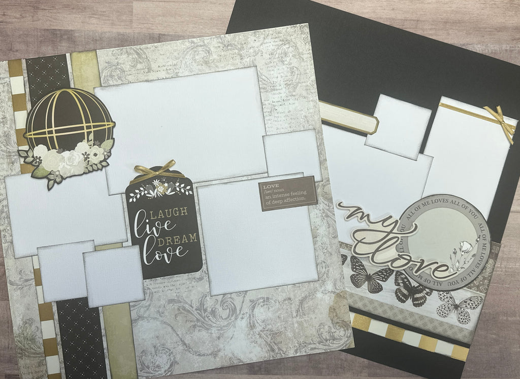Laugh Dream Live Love, Love/Wedding themed DIY 2 Page Scrapbooking Layout Kit, Wedding / Love