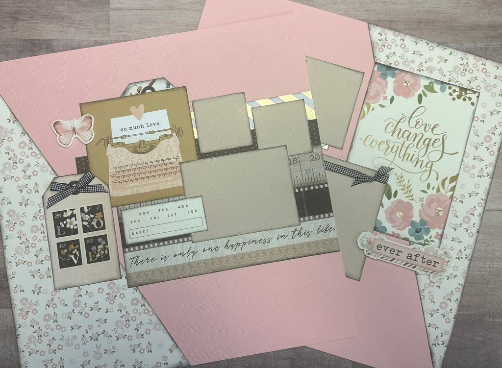 Love Changes Everything,  Love/Wedding themed DIY 2 Page Scrapbooking Layout Kit, Wedding / Love