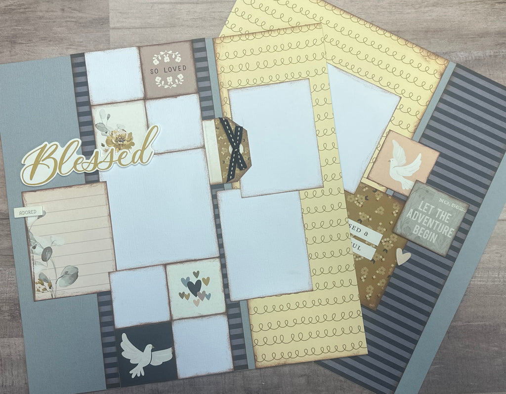 Blessed and Grateful, Love/Wedding themed DIY 2 Page Scrapbooking Layout Kit, Wedding / Love