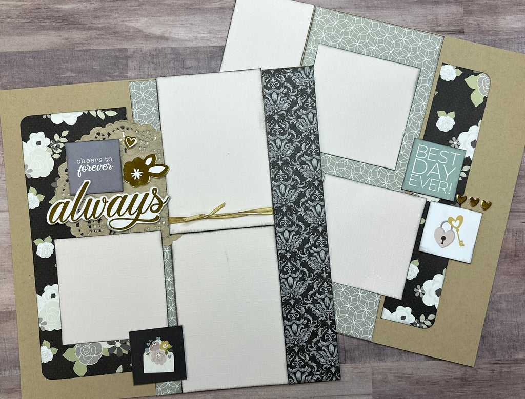 Always - To Have And To Hold,  Wedding Themed 2 Page Scrapbooking Layout Kit, wedding diy craft kit