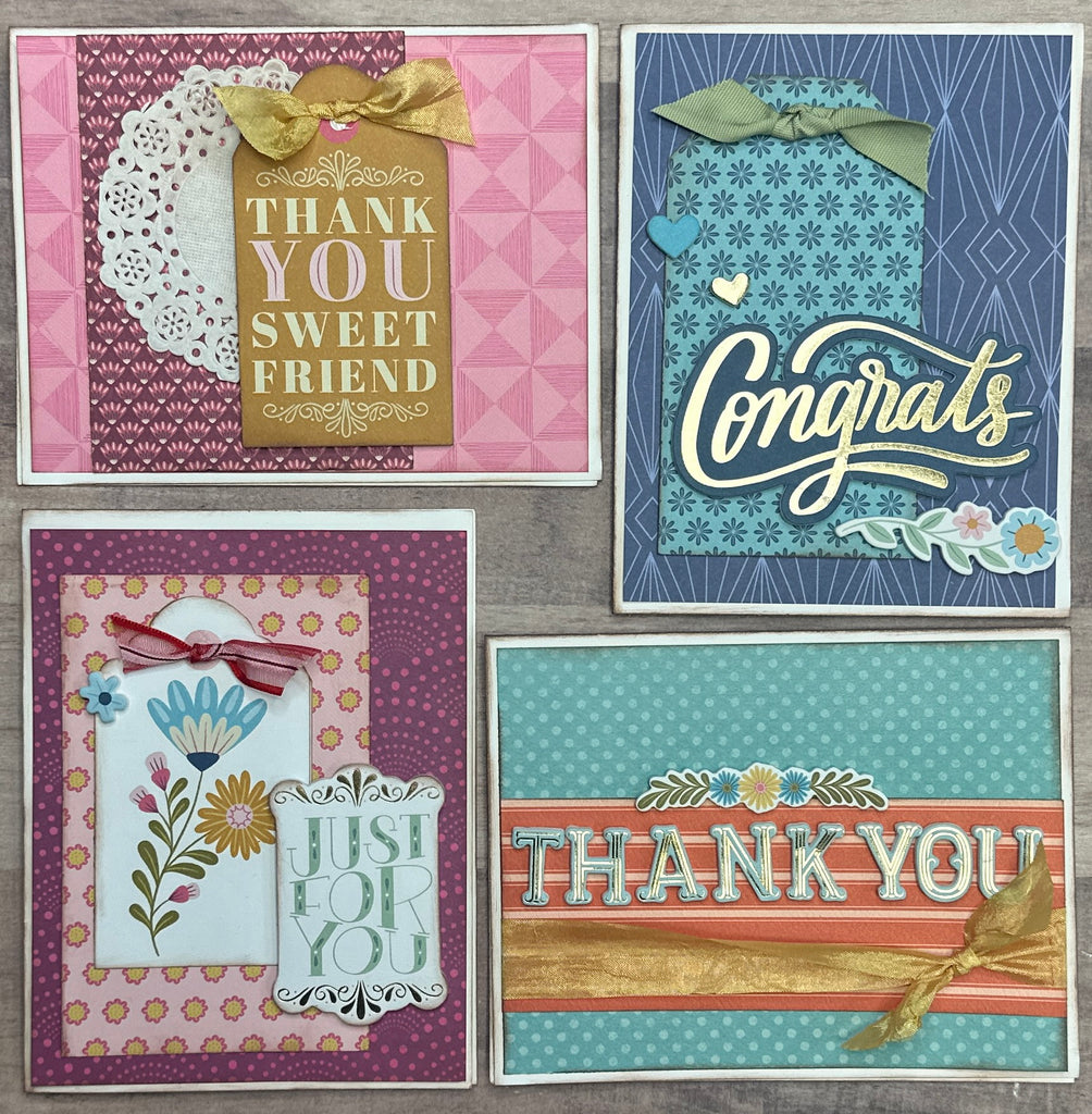 Thank You Sweet Friend - Just For You, General Card Making Set, 4 pack DIY Card Kit general Card, Joyful Notes, Craft DIY