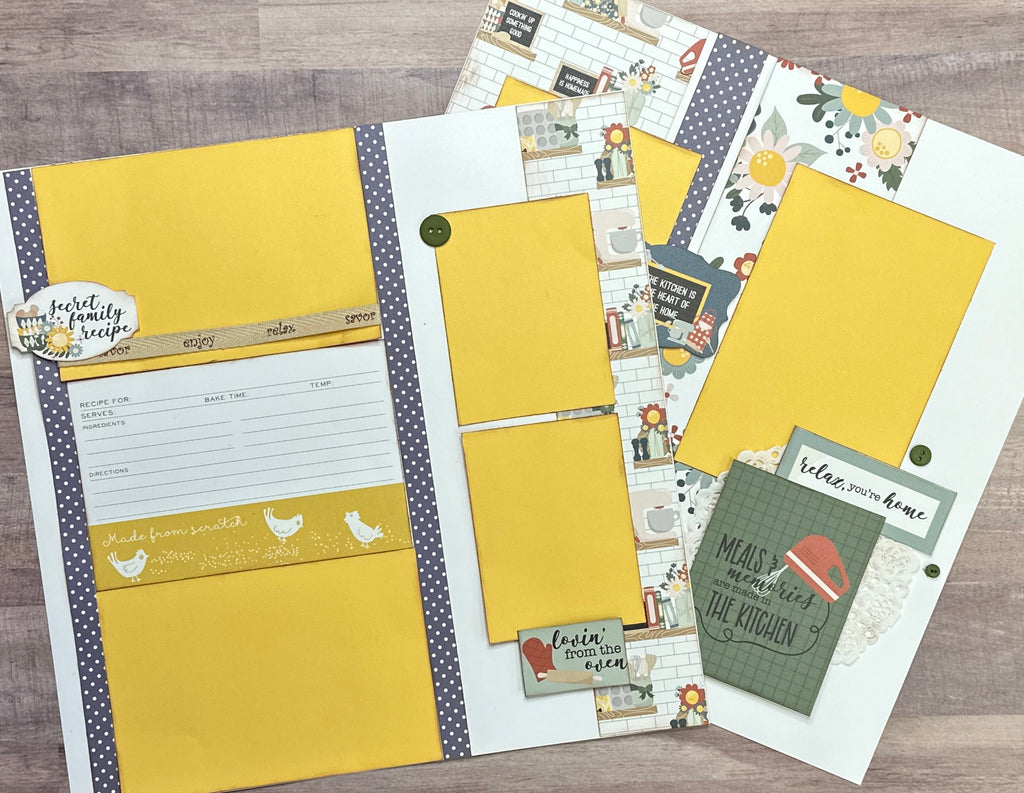 Meals And Memories Are Made In The Kitchen,  General / Family Themed 2 Page Scrapbooking Layout Kit, general diy scrapbook kit, Echo Park Good To Be Home