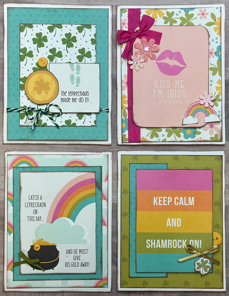 The Leprechaun Made Me Do It, St Patricks Day Themed Card Kit- 4 pack - DIY St Patricks Day Card Craft