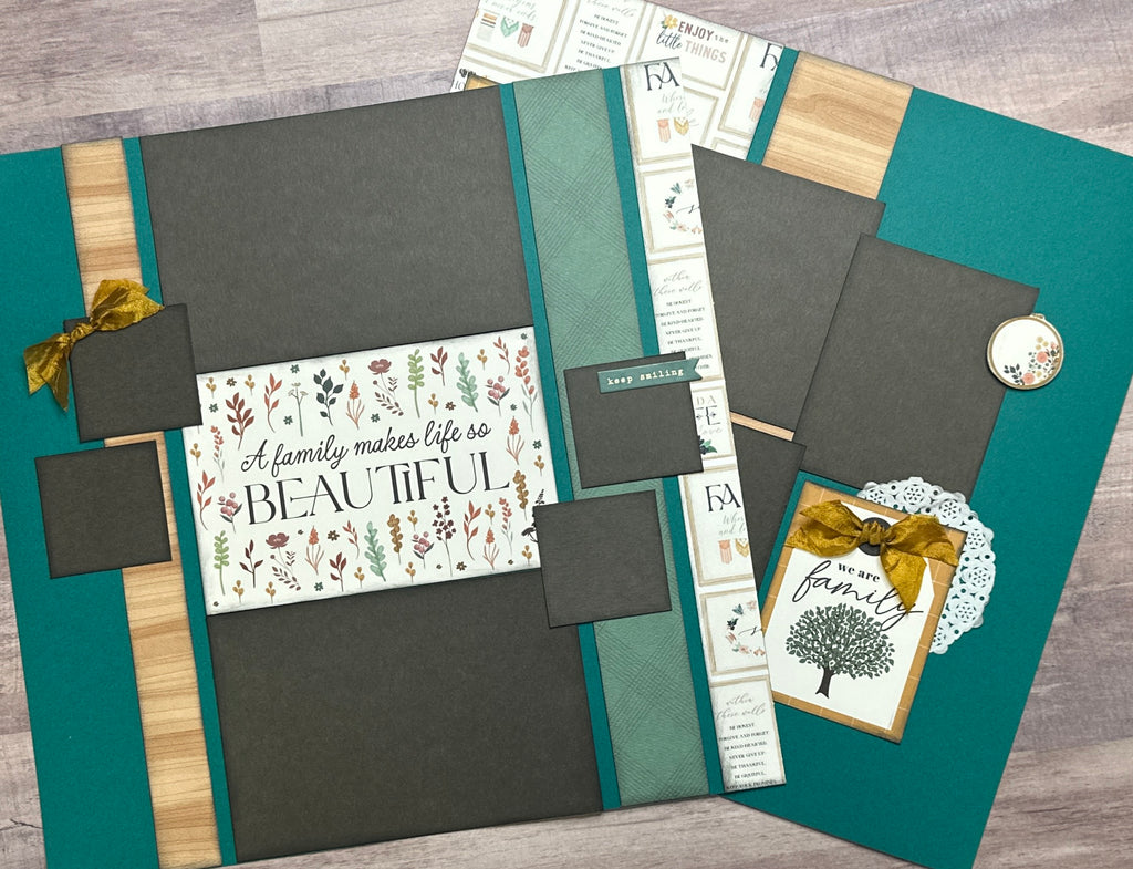 A Family Makes Life So Beautiful, General / Family Themed 2 Page Scrapbooking Layout Kit, general diy scrapbook kit, Echo Park At Home