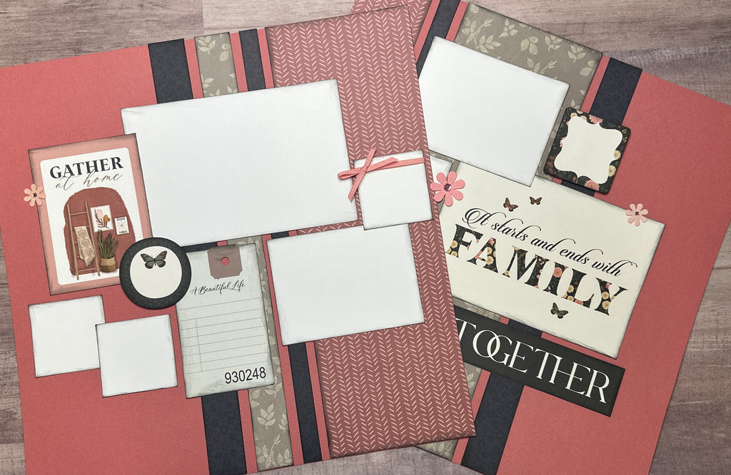 Gather At Home, General / Family Themed 2 Page Scrapbooking Layout Kit, general diy scrapbook kit, Echo Park At Home