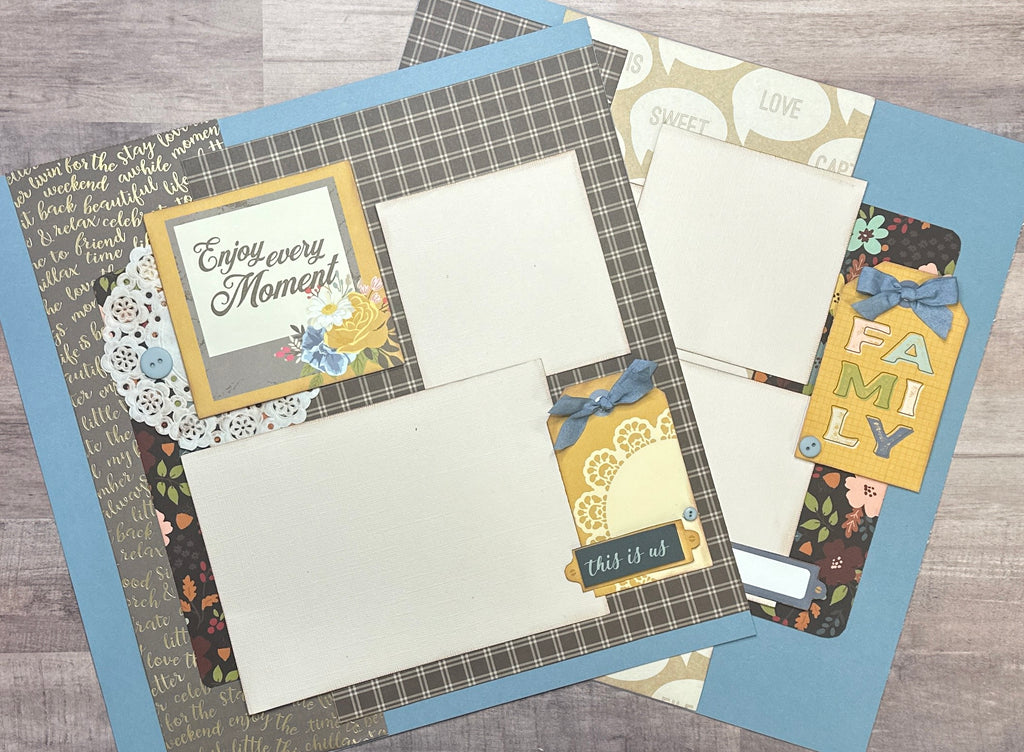 Enjoy Every Moment - Family,  Family Themed 2 Page Scrapbooking Layout Kit,Simple Stories Front Porch