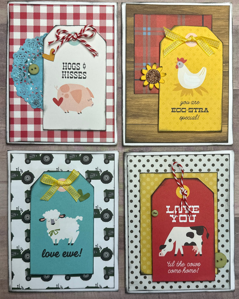 Hogs And Kisses, General Card Making Set, 4 pack DIY Card Kit general Card