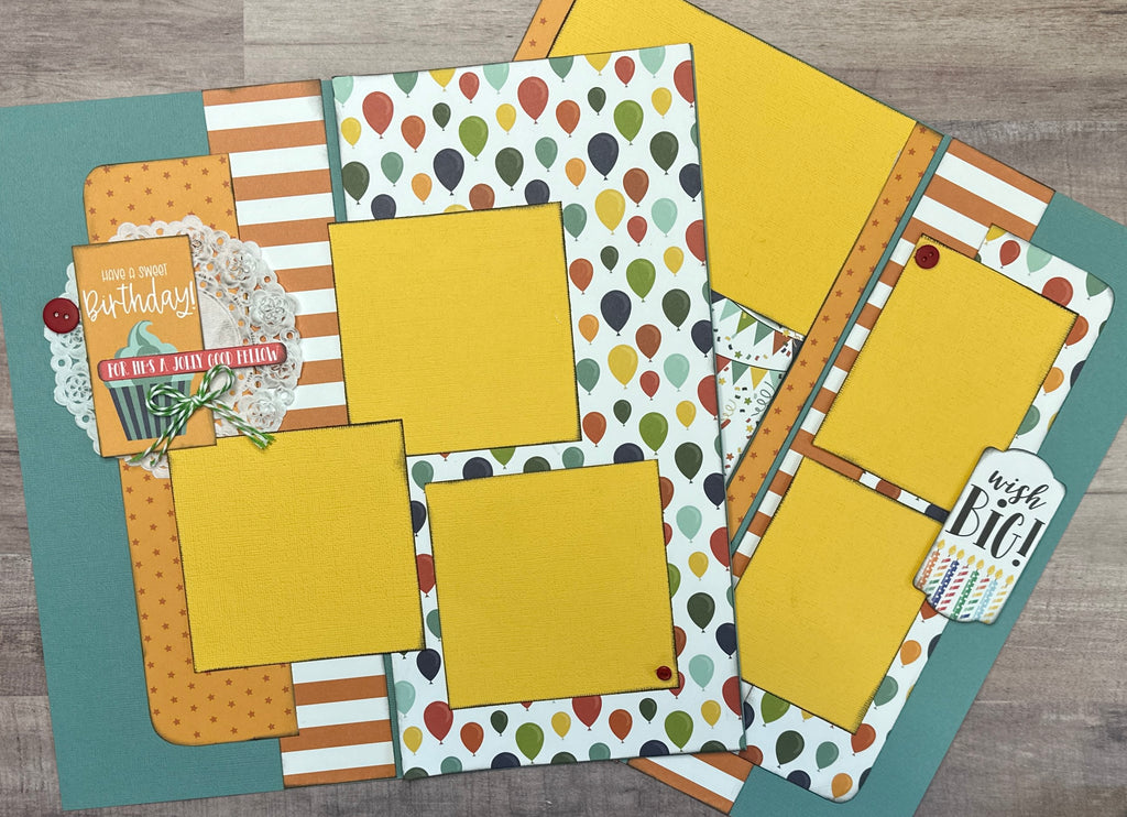 Wish Big - For He's A Jolly Good Fellow, Birthday Themed 2 Page Scrapbooking layout Kit, diy birthday kit, Carta Bella They Say It's Your Birthday