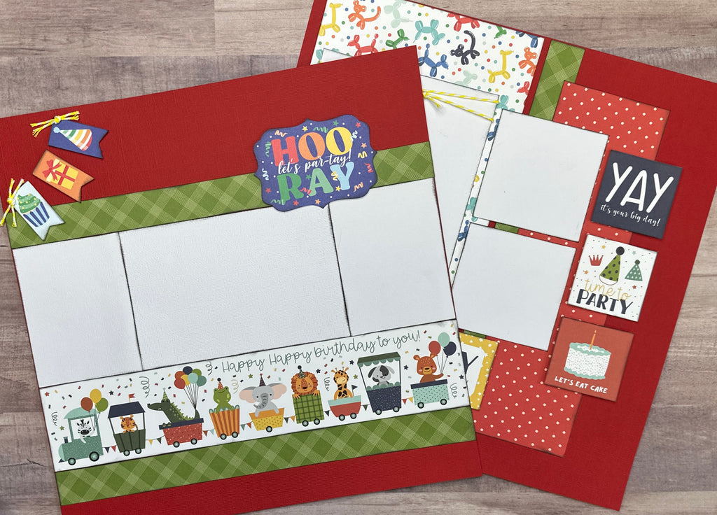 Birthday Boy - Hooray, Birthday Themed 2 Page Scrapbooking layout Kit, diy birthday kit, Carta Bella They Say It's Your Birthday