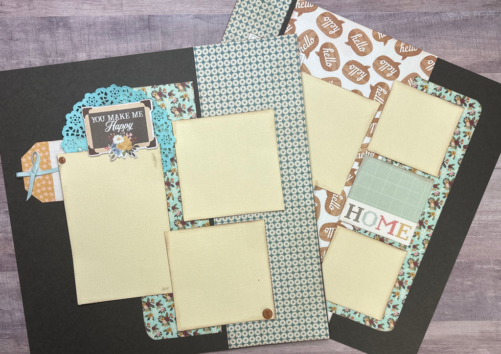 You Make Me Happy, Family Themed 2 Page Scrapbooking Layout Kit, general scrapbook kit