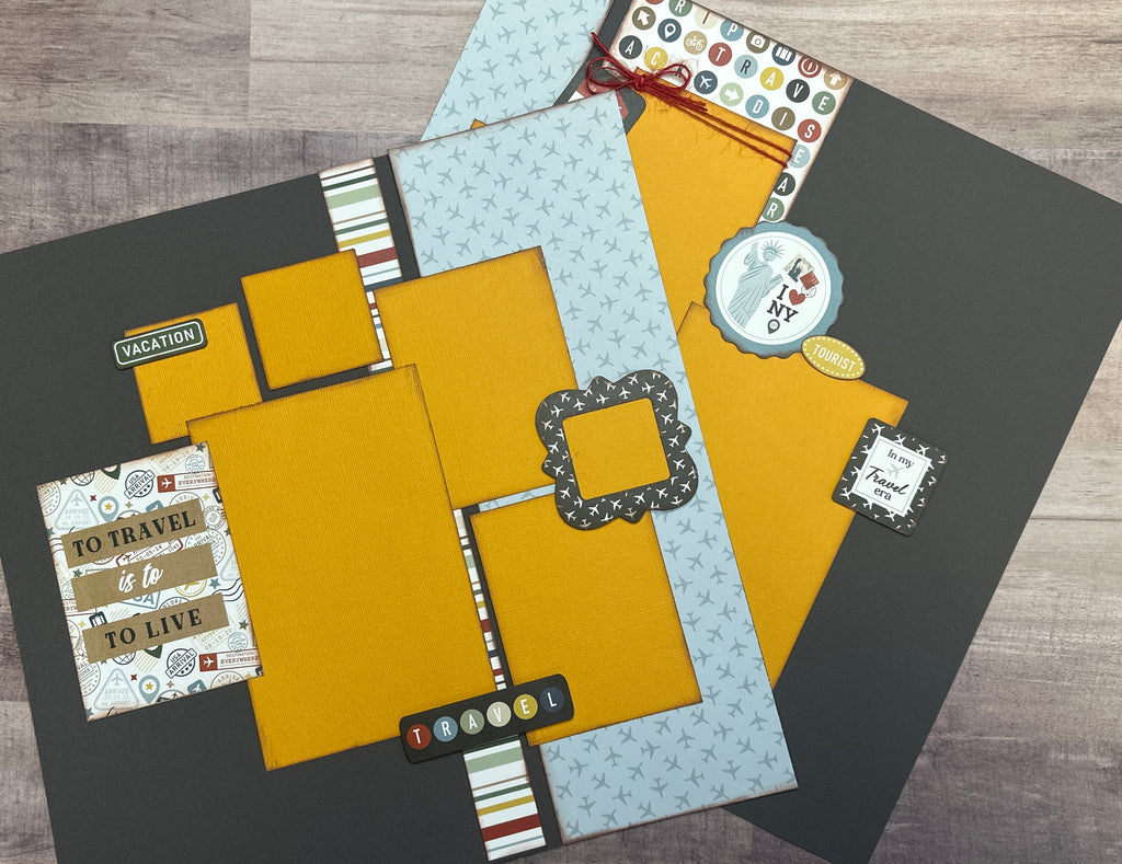 I Love New York, Travel themed 2 page DIY scrapbooking layout Kit , general travel, Echo Park It's Time To Travel