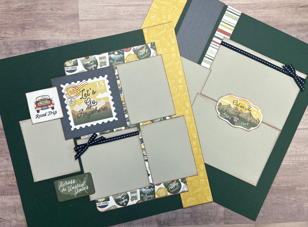 Let's Go Anywhere, Travel themed 2 page DIY scrapbooking layout Kit , general travel, Echo Park It's Time To Travel