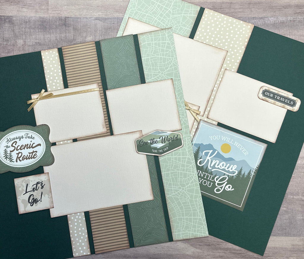You Never Know Until You Go, Travel themed 2 page DIY scrapbooking layout Kit , general travel, Echo Park It's Time To Travel