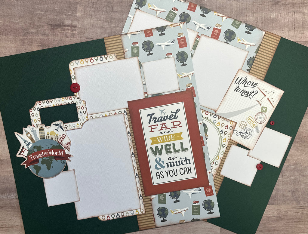 Travel Far And Wide, Travel themed 2 page DIY scrapbooking layout Kit , general travel, Echo Park It's Time To Travel