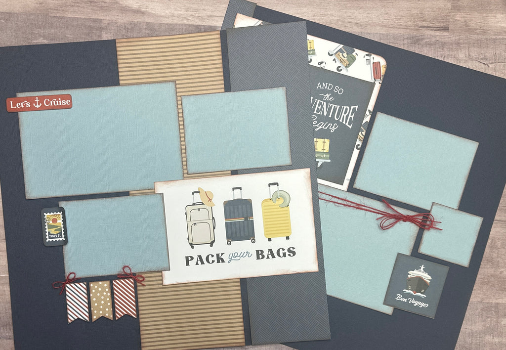 And So The Adventure Begins - Let's Cruise, Travel themed 2 page DIY scrapbooking layout Kit , general travel, Echo Park It's Time To Travel