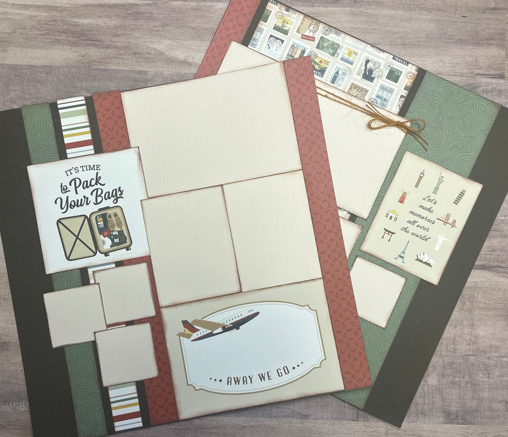 Travel As Much As Possible, Travel themed 2 page DIY scrapbooking layout Kit , general travel, Echo Park It's Time To Travel